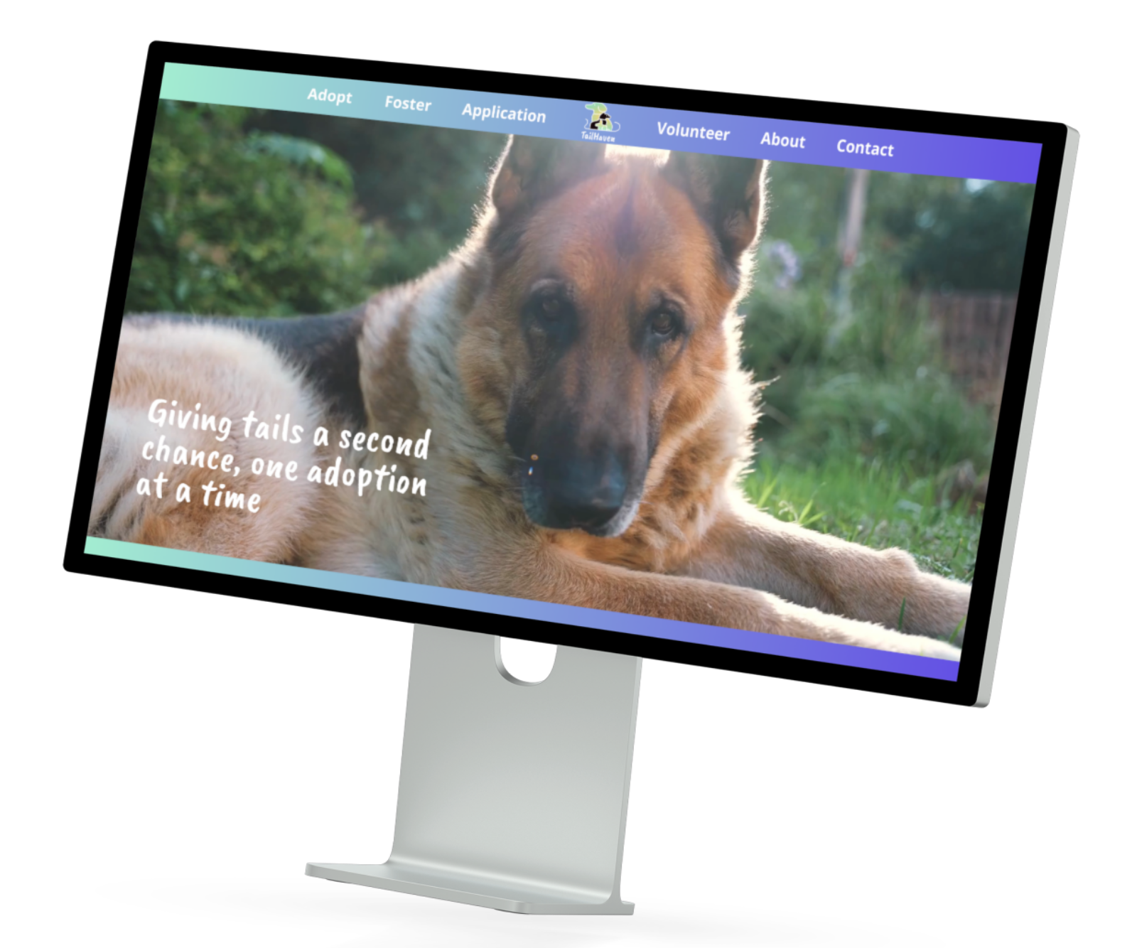 Pet adoption website, desktop view